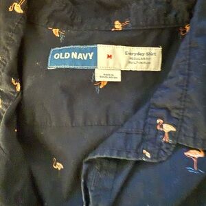 Old Navy Dark Blue Shirt with Flamingo Print